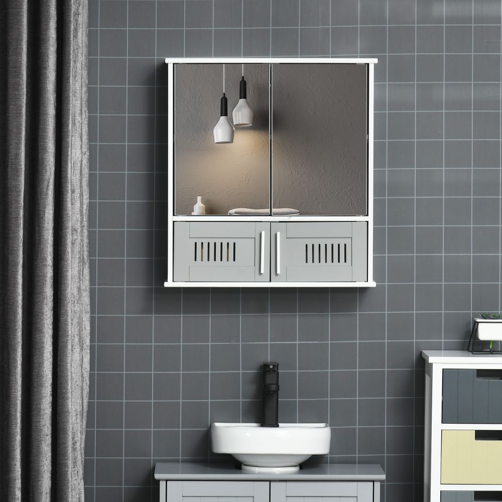 Bathroom Medicine Cabinet Wall Mount Mirror Cabinet with Double